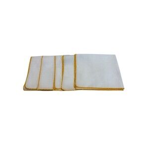 Handkerchiefs Hankies White Golden Yellow Border Vintage Set Of 5